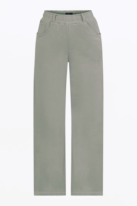 green organic cotton wide pants for women