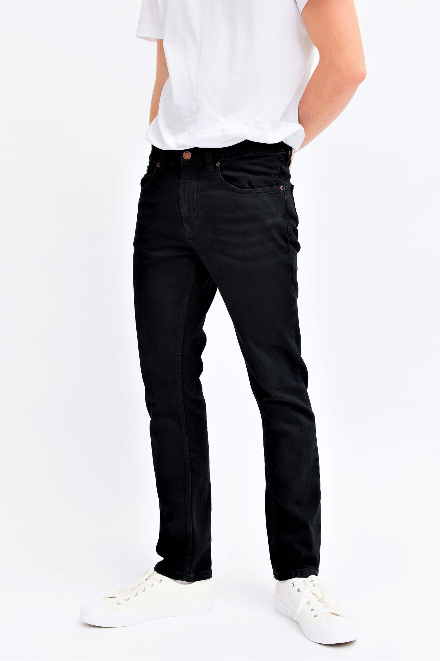 Black organic denim jeans for men