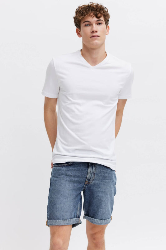 Blue denim shorts for men. organic cotton, relaxed fit