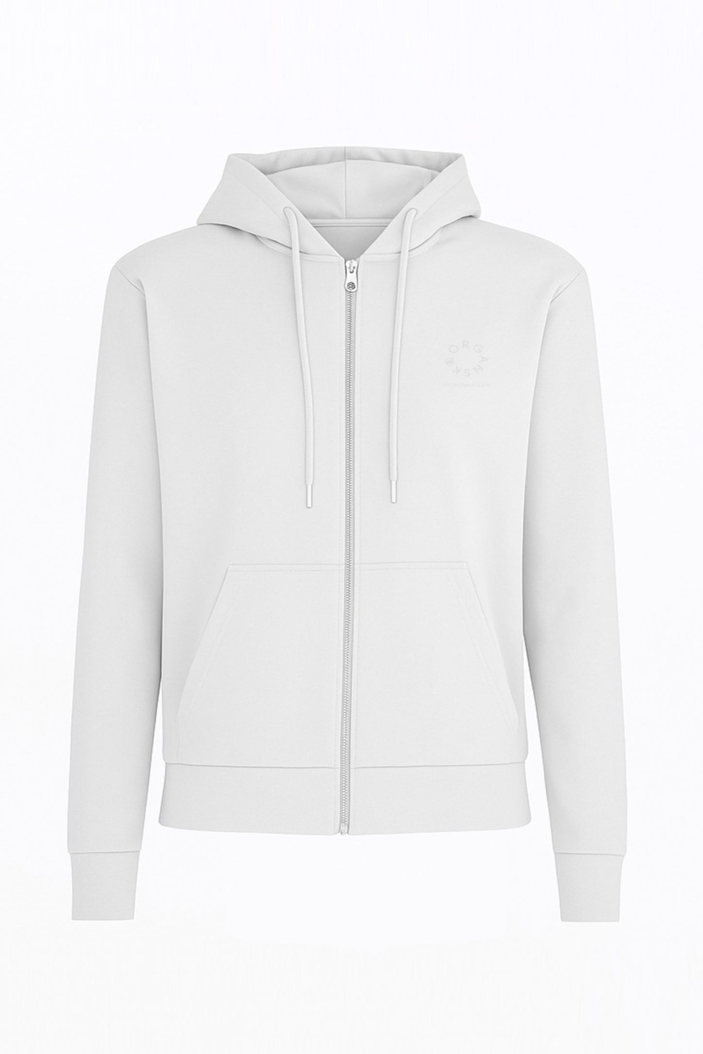 organic white hoodie zipped