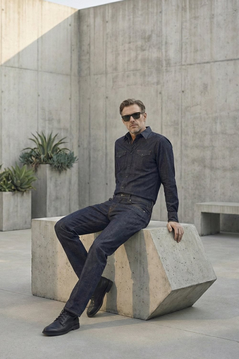 Mature man in jeans - denim