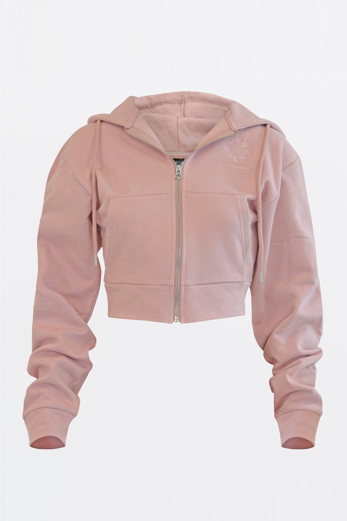 The Organic Cropped Zip-Up Hoodie - Grey