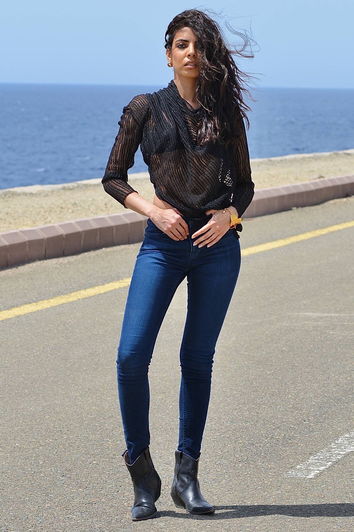 Skinny blue jeans organic