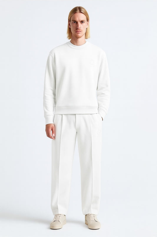 white organic pants and loungewear
