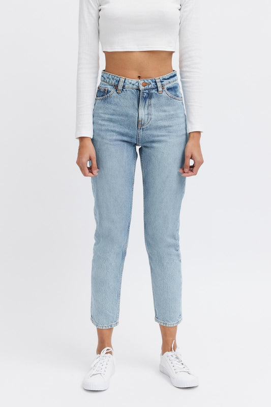 Female cropped jeans. ethical brand