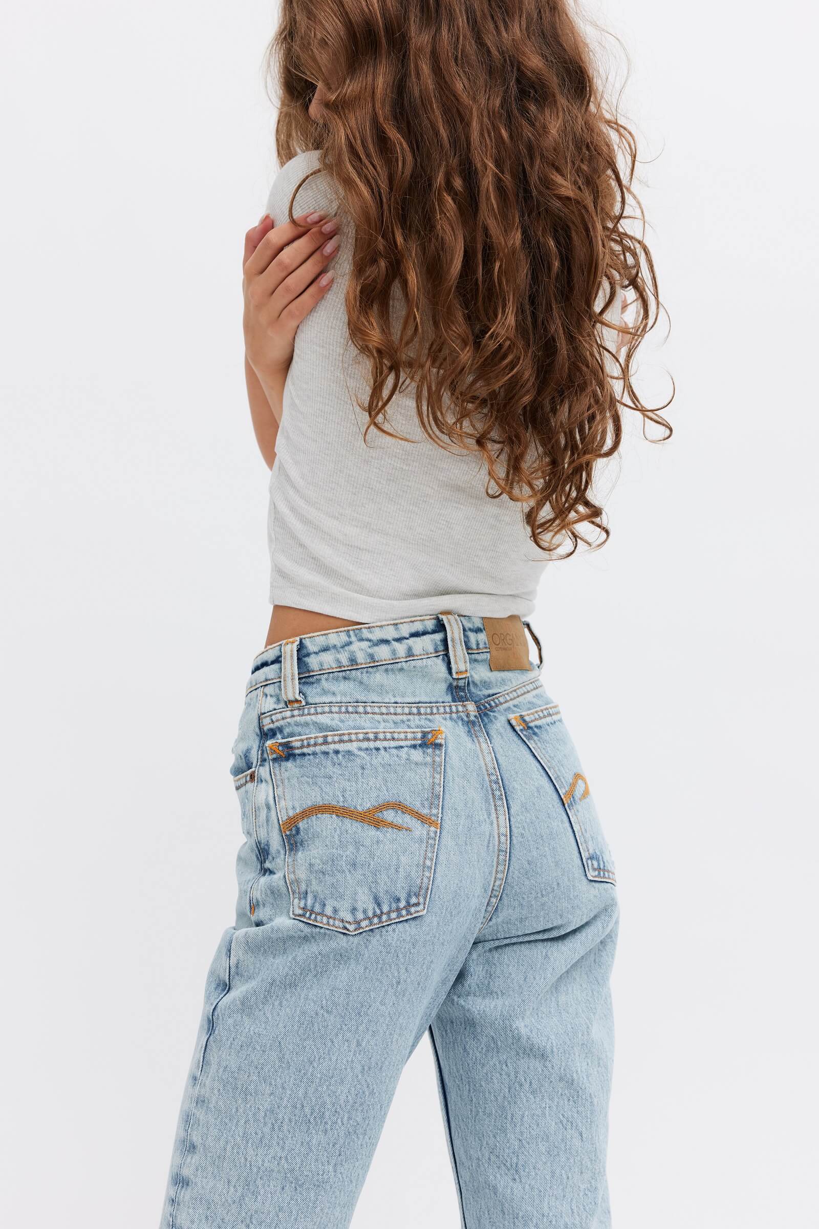 High rise organic denim and vegan jeans.