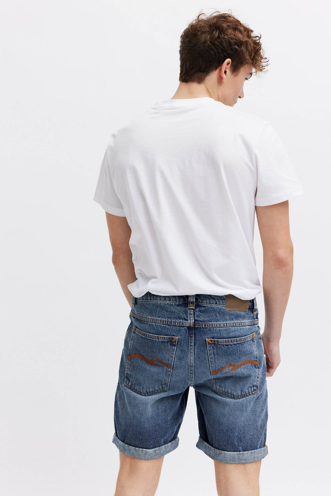 Male denim shorts. comfy style, ethical brand