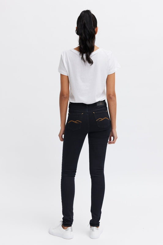Figure hugging black jeans