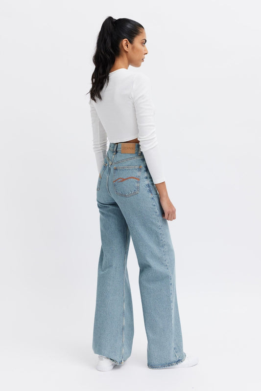 organic female jeans- wide leg style