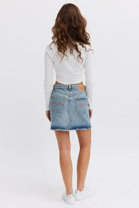 short denim skirt. ethical fashion