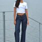 Trendy wide leg jeans low waist