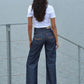 popular wide leg jeans raw denim