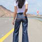 Cropped wide leg jeans