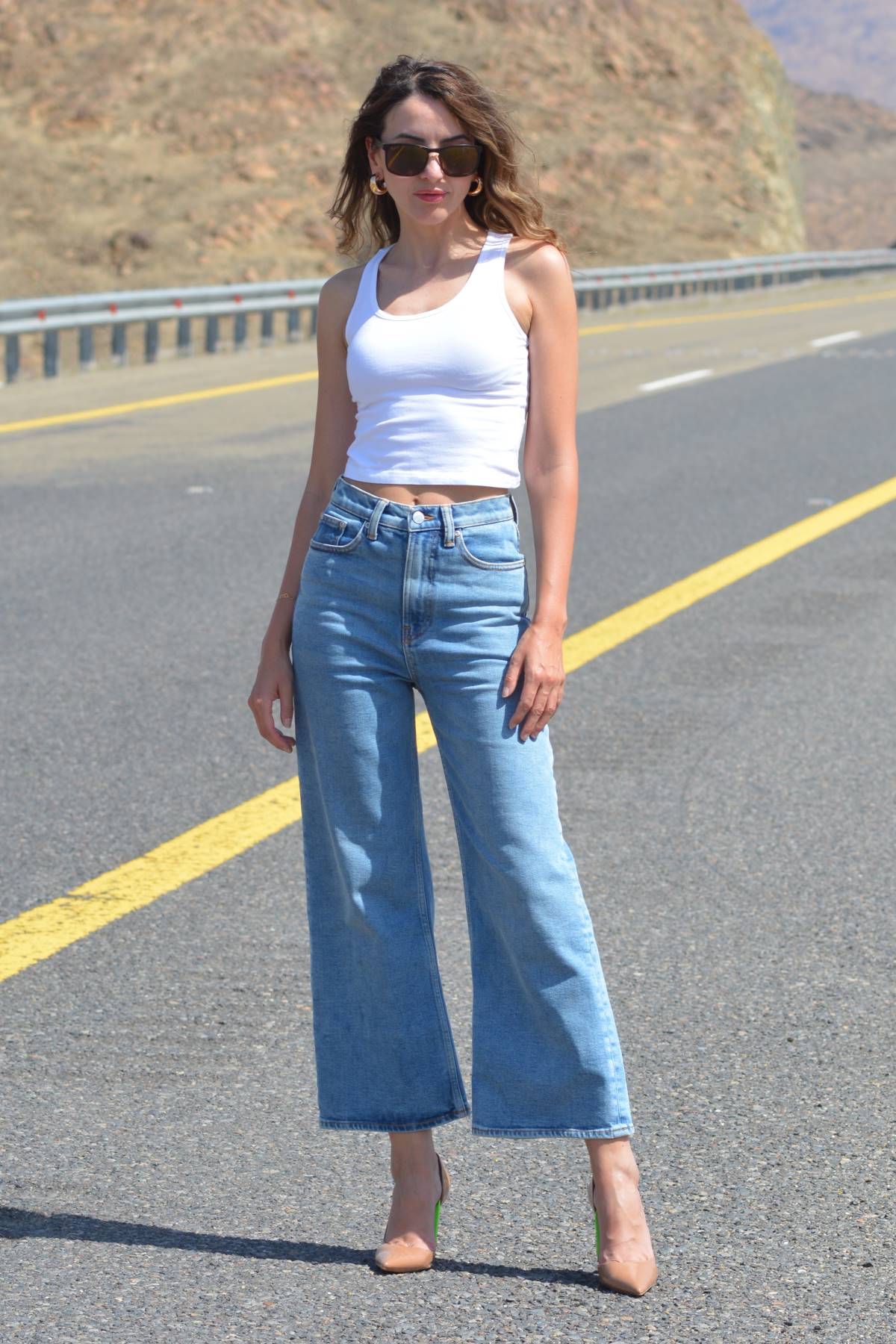 cropped wide leg jeans