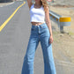 high waist cropped wide jeans