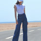 trendy raw flare jeans