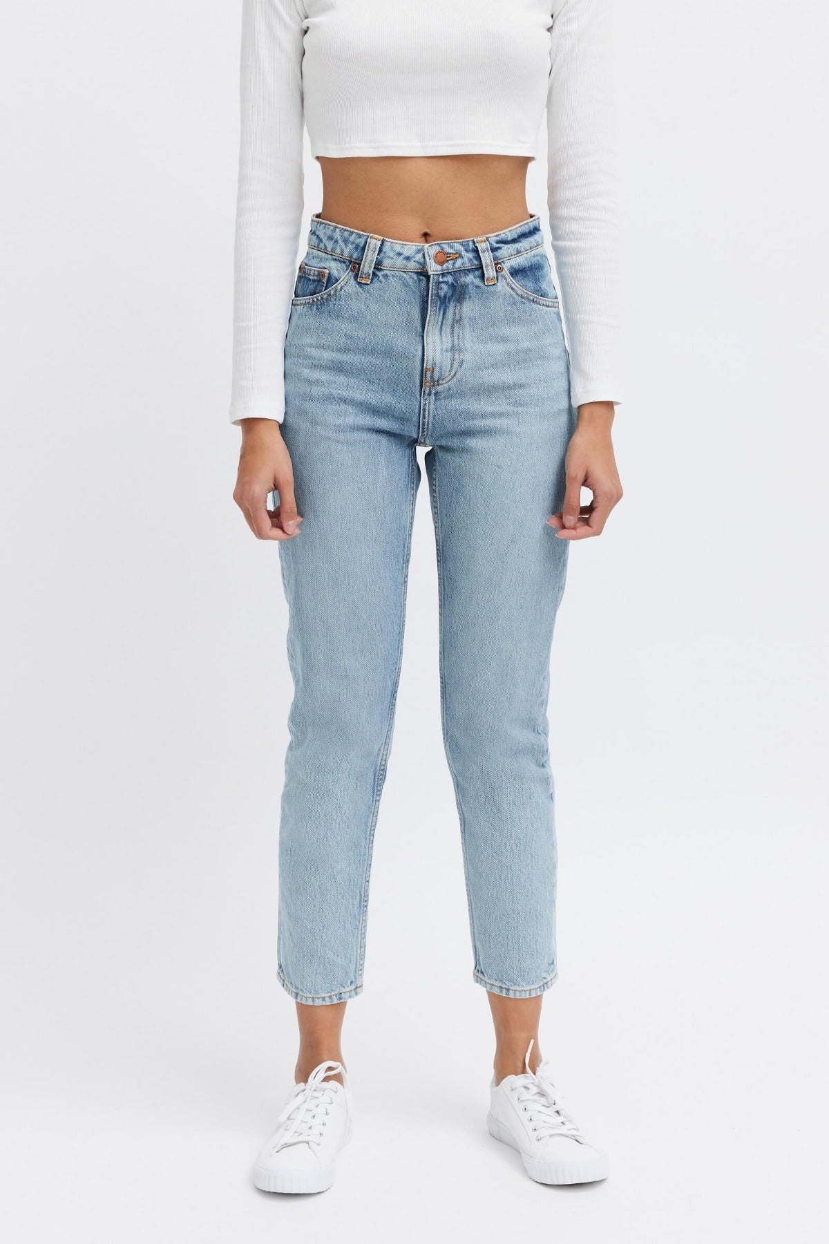 Female cropped jeans. ethical brand 