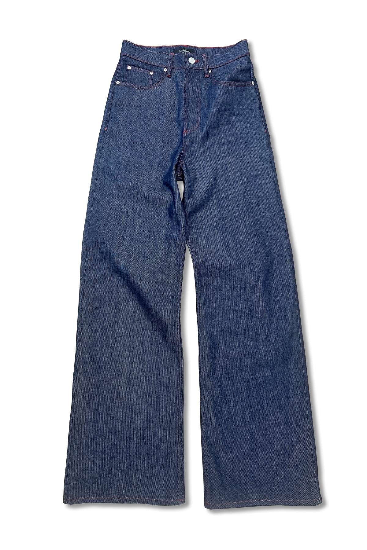 Raw denim wide fit jeans