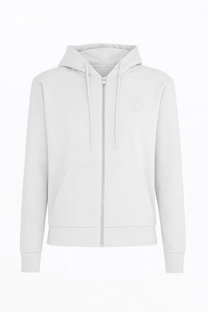 The Organic Cropped Zip-Up Hoodie - White