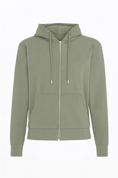 The Organic Cropped Zip-Up Hoodie - Green