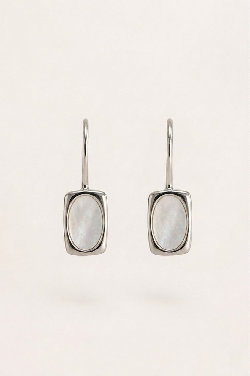silver stone earrings
