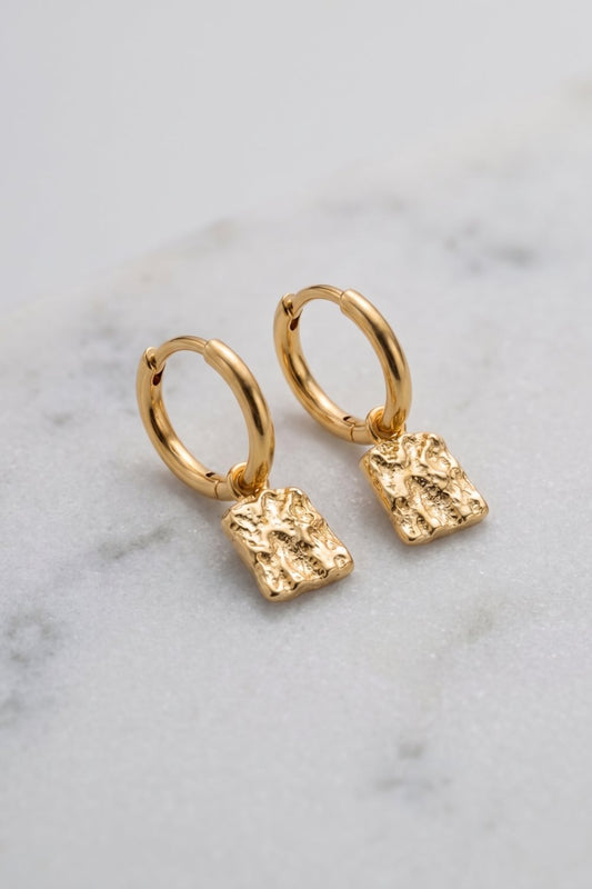 Textured Drop Hoop Earrings