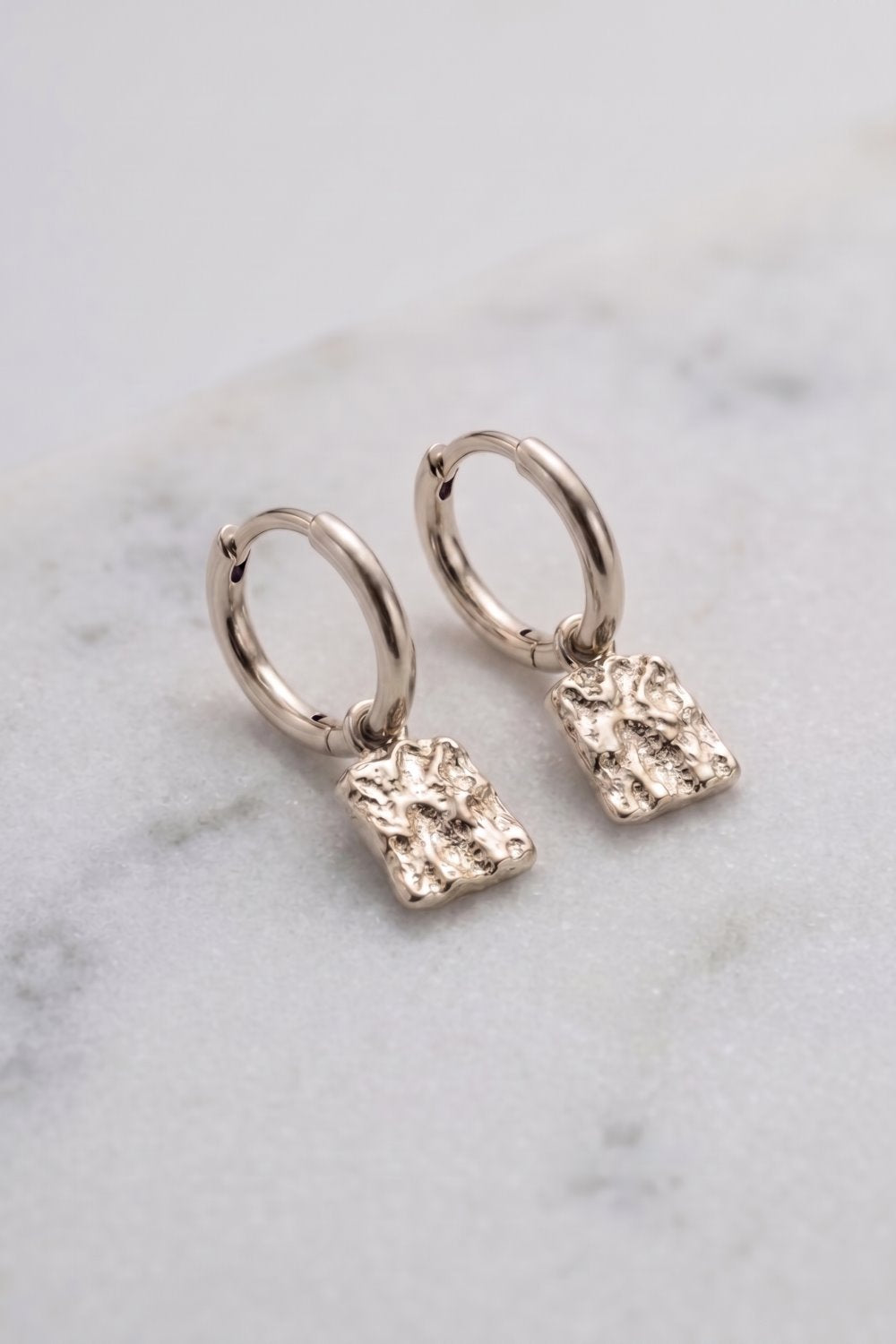 Textured Drop Hoop Earrings