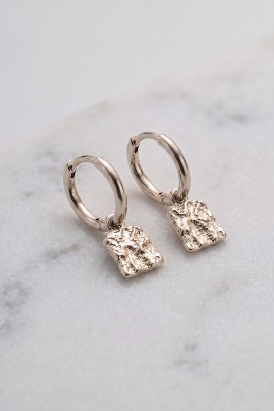 Textured Drop Hoop Earrings