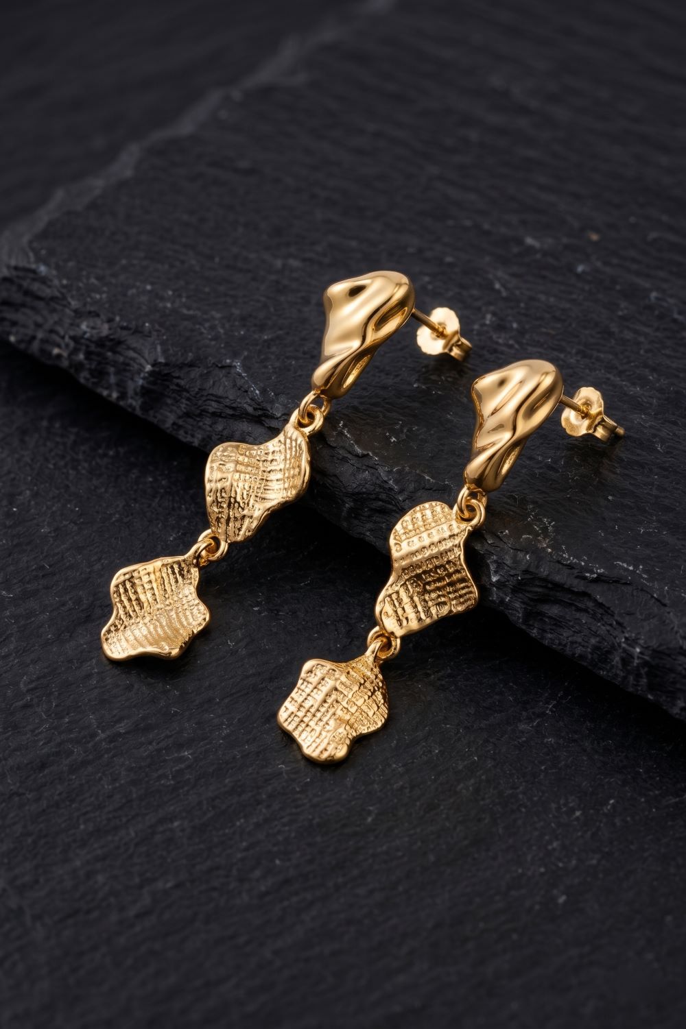 Sculpted Gilded Drop Earrings