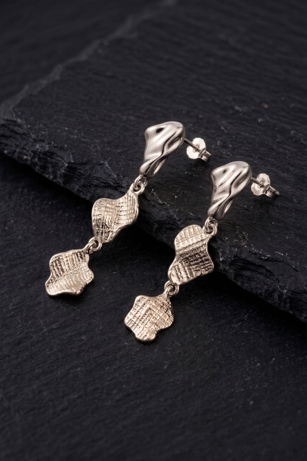 Sculpted Gilded Drop Earrings