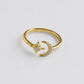 Celestial Crescent Moon & Star Ring