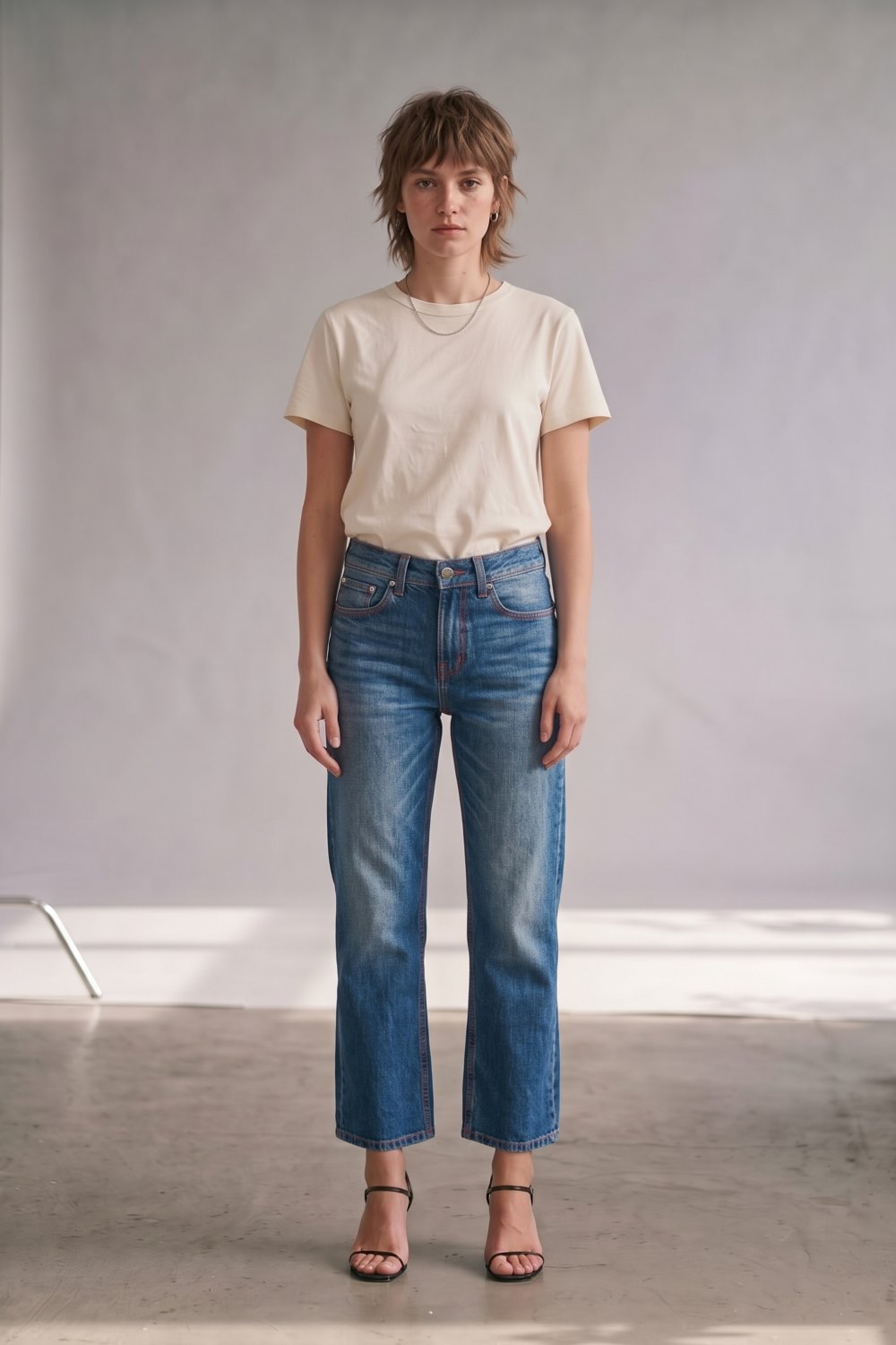 cropped blue jeans - organic denim