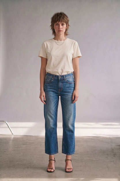cropped blue jeans - organic denim