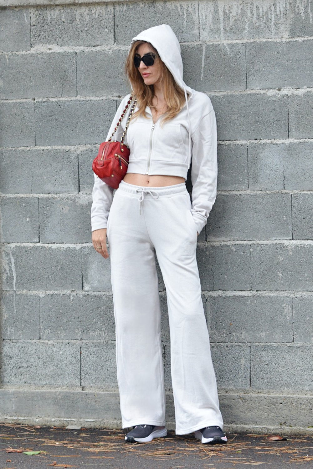 The Organic Wide-Leg Sweatpants - White