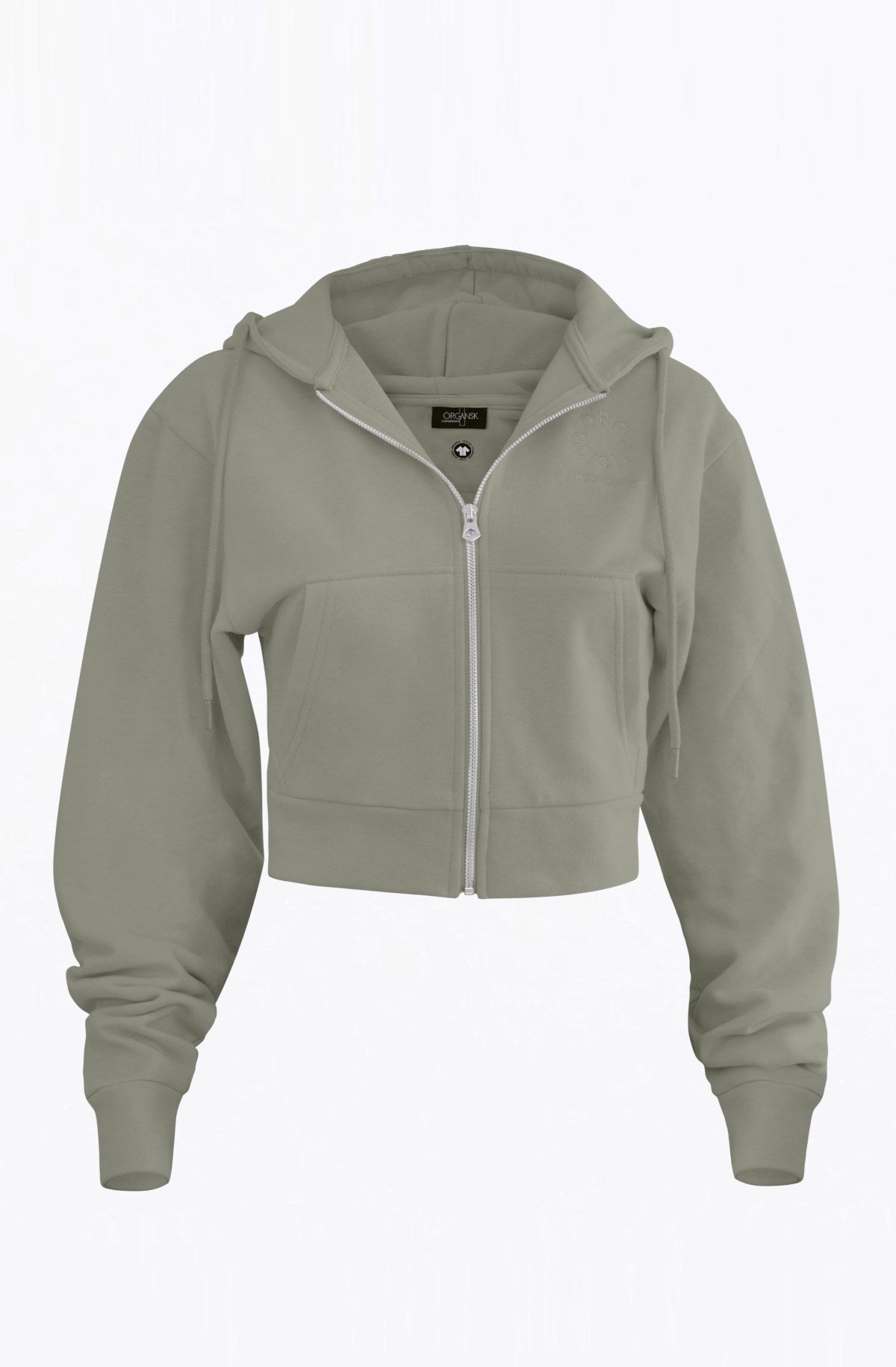 The Organic Cropped Zip-Up Hoodie - Grey