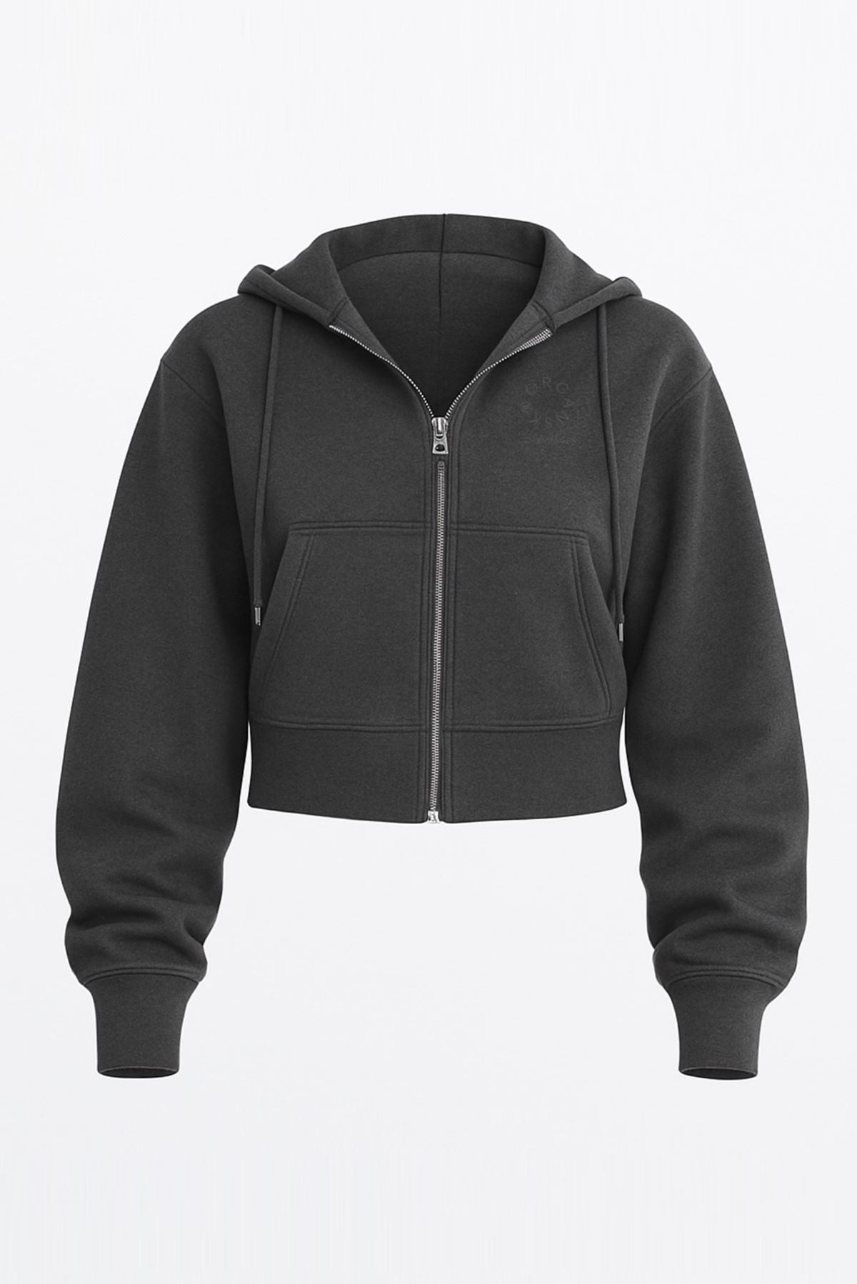 The Organic Cropped Zip-Up Hoodie - White