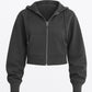 The Organic Cropped Zip-Up Hoodie - Grey