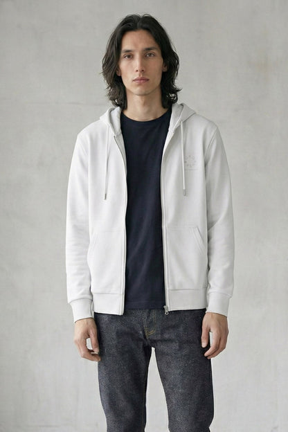 white zip hoodie organic