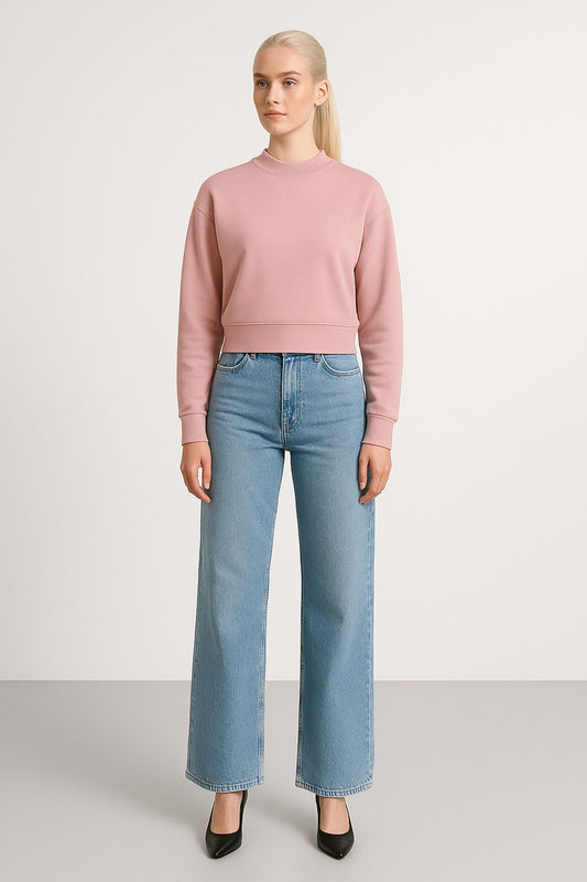 The Organic Cropped Sweatshirt - Pink