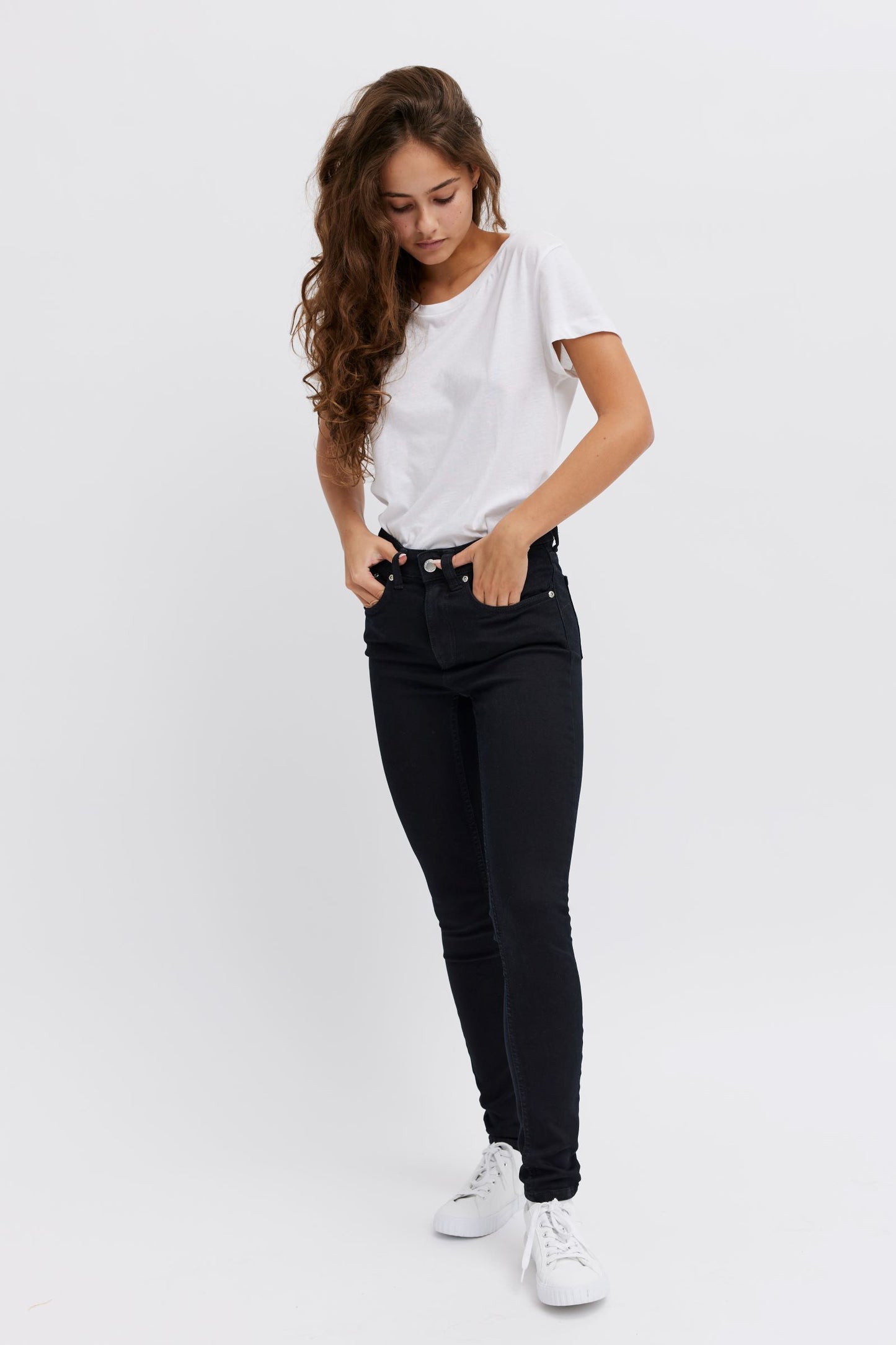 Black vegan jeans for petite women