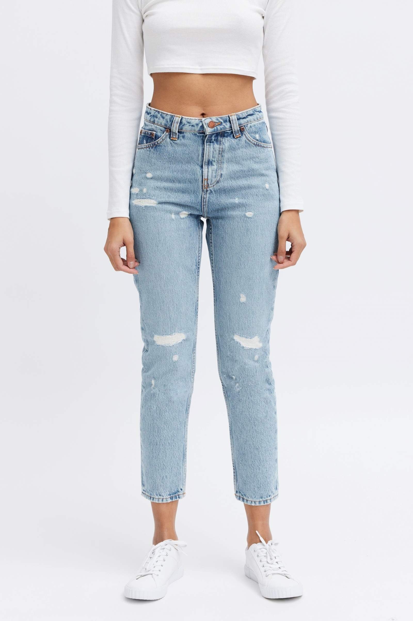 Cropped ripped jeans