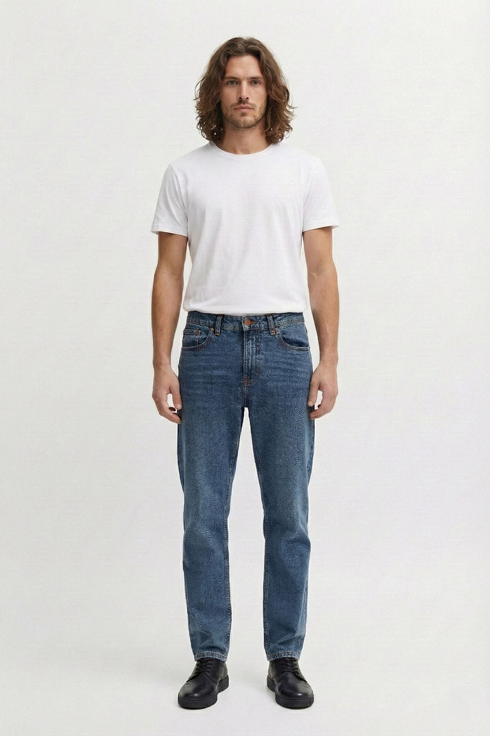 Organic blue jeans. Classic fit