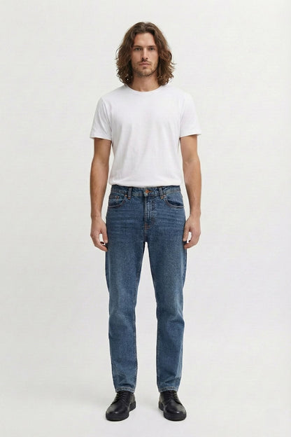 Organic blue jeans. Classic fit