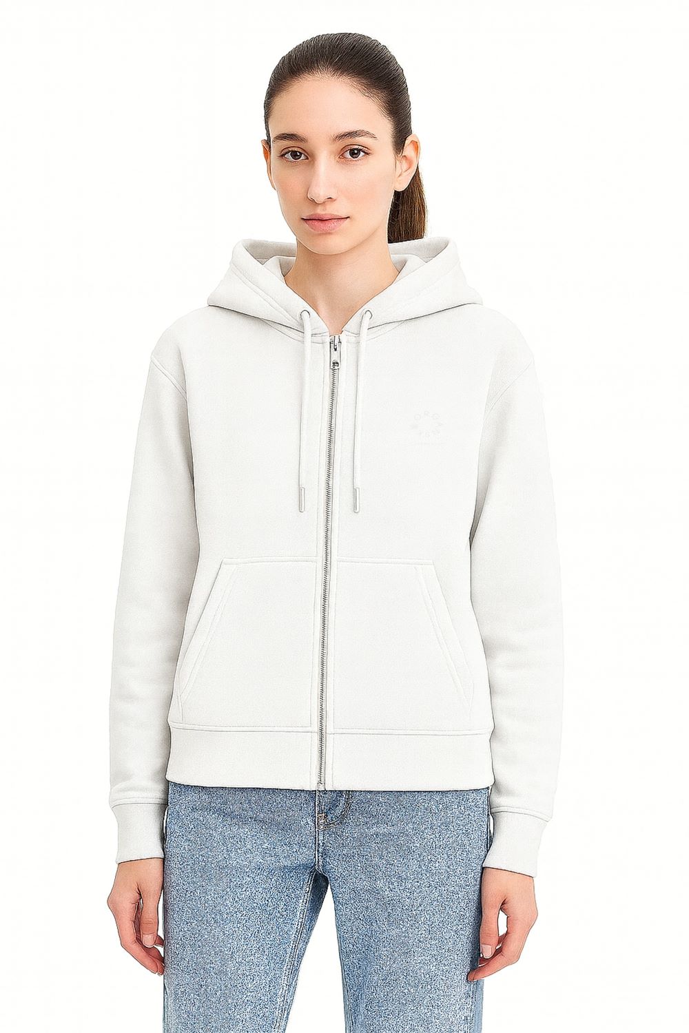 The Organic Cropped Zip-Up Hoodie - Green