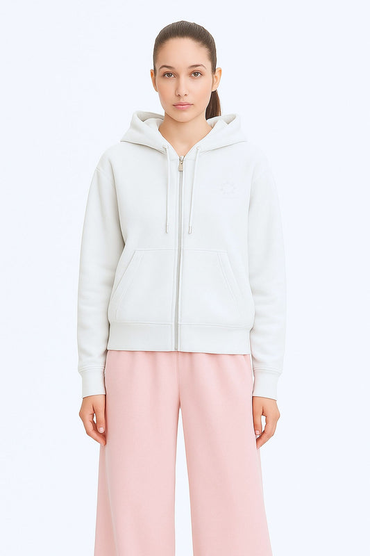 The Classic Organic Zip-Up Hoodie - White Oversize