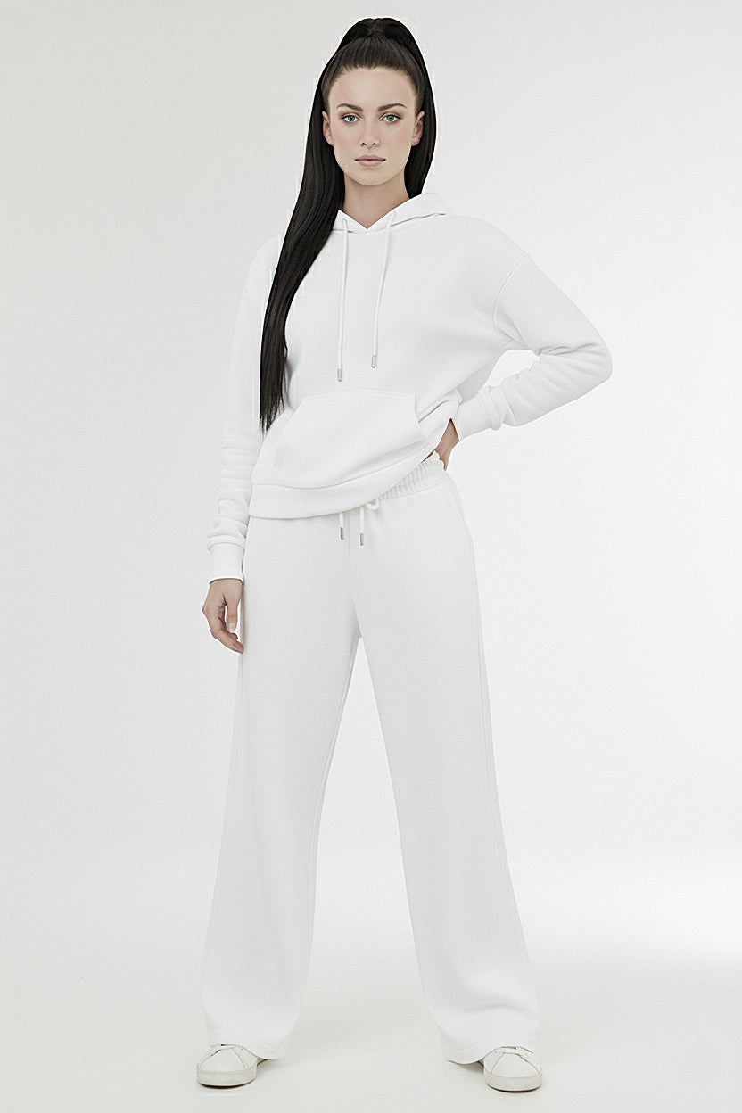 Organic White Wide Leg Sweatpants