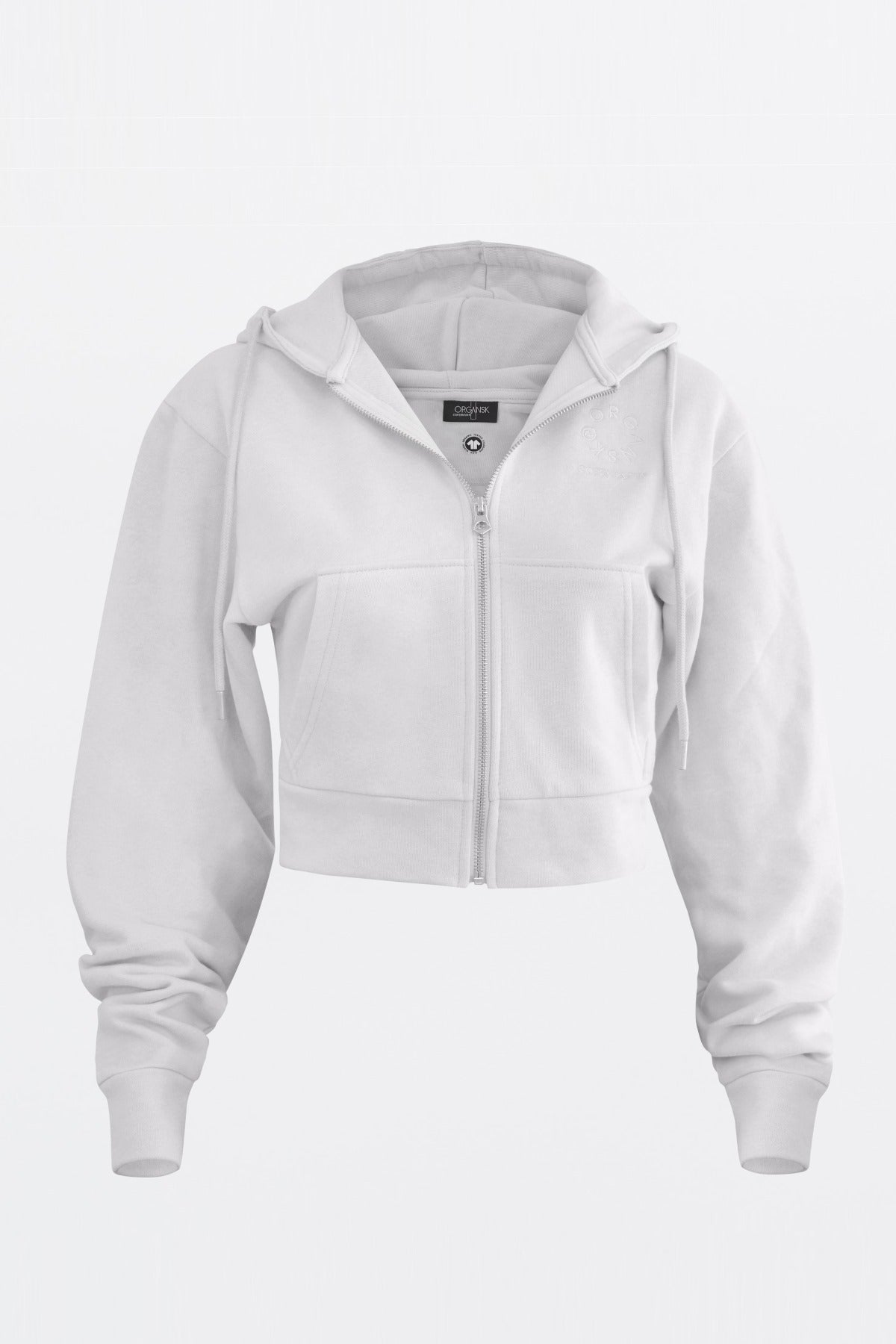 The Organic Cropped Zip-Up Hoodie - Green