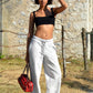 The Organic Wide-Leg Sweatpants - White