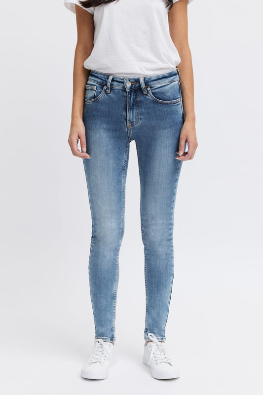 Bright blue slim jeans for women - organic eco jeans