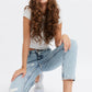 Trendy organic denim cropped jeans 